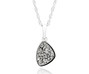 Small Trillion Platinum Druzy Necklace