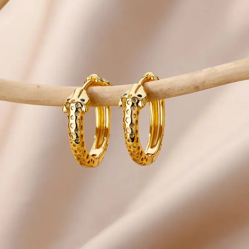 Snake Style Golden pair Earring 304 Stainless Steel 18K Gold Plated Earrings