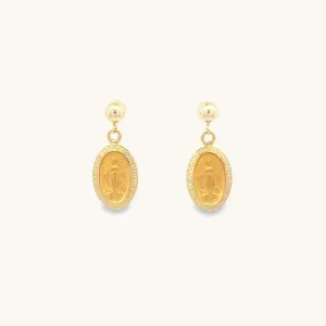 SOLID 14K YELLOW GOLD MIRACULOUS EARRINGS