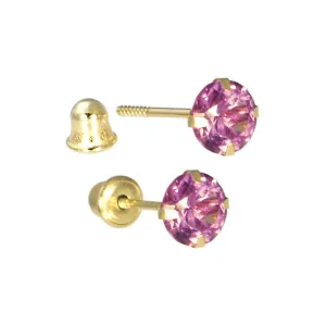 Solid 14kt Yellow Gold .47 Carat Cubic Zirconia JUNE Birthstone Earrings