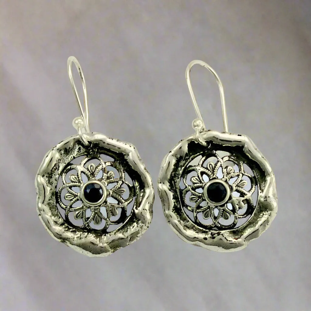 Solid Gold Turquoise Earrings - Golden Sun.