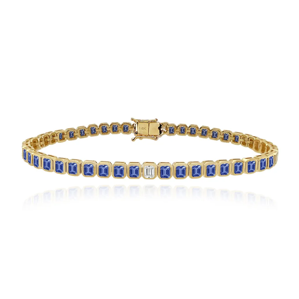 Solitaire Diamond Gemstone Bezel Tennis Bracelet
