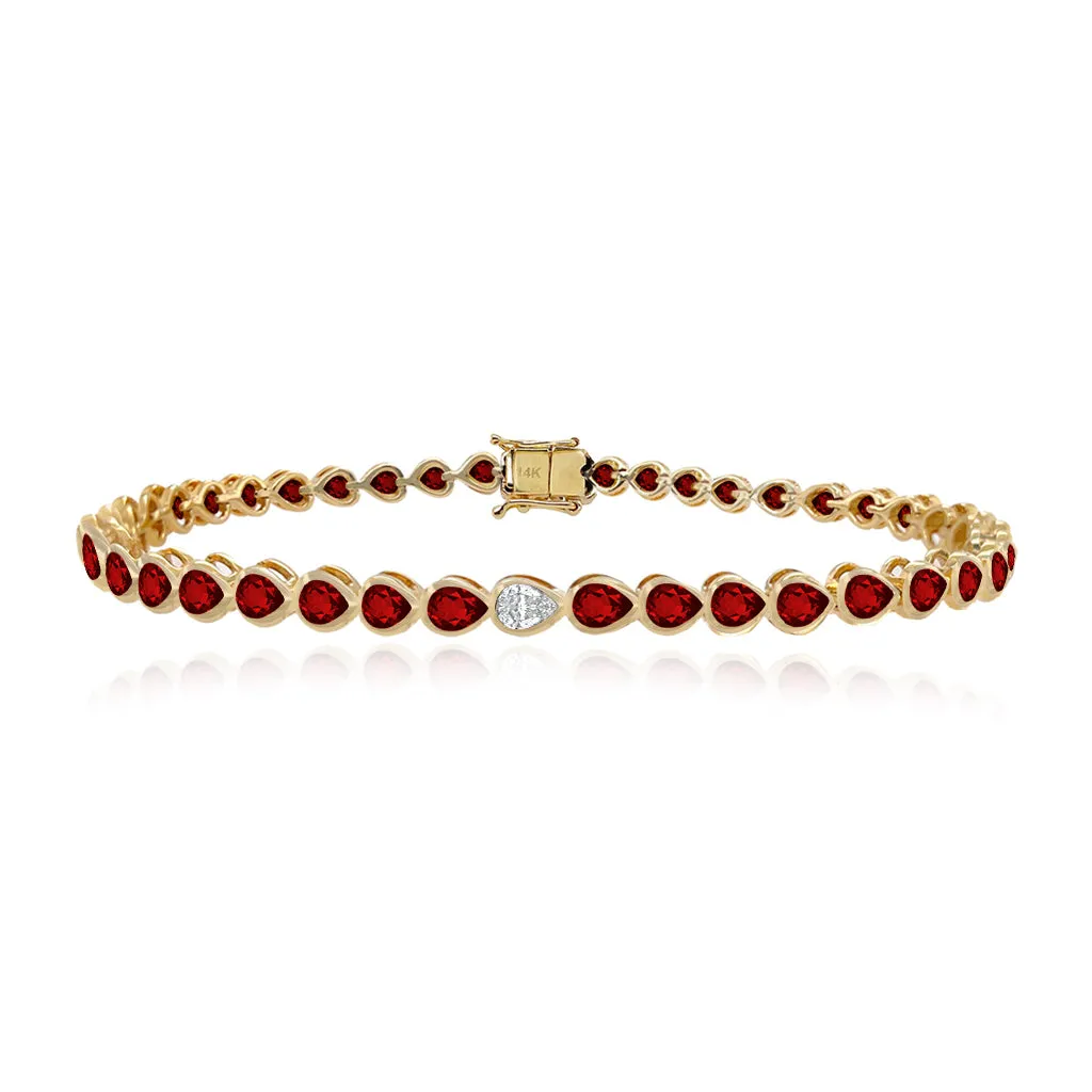 Solitaire Diamond Gemstone Bezel Tennis Bracelet