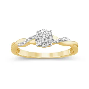Solitaire Look Ring with 0.10ct of Diamonds in 9ct Yellow Gold
