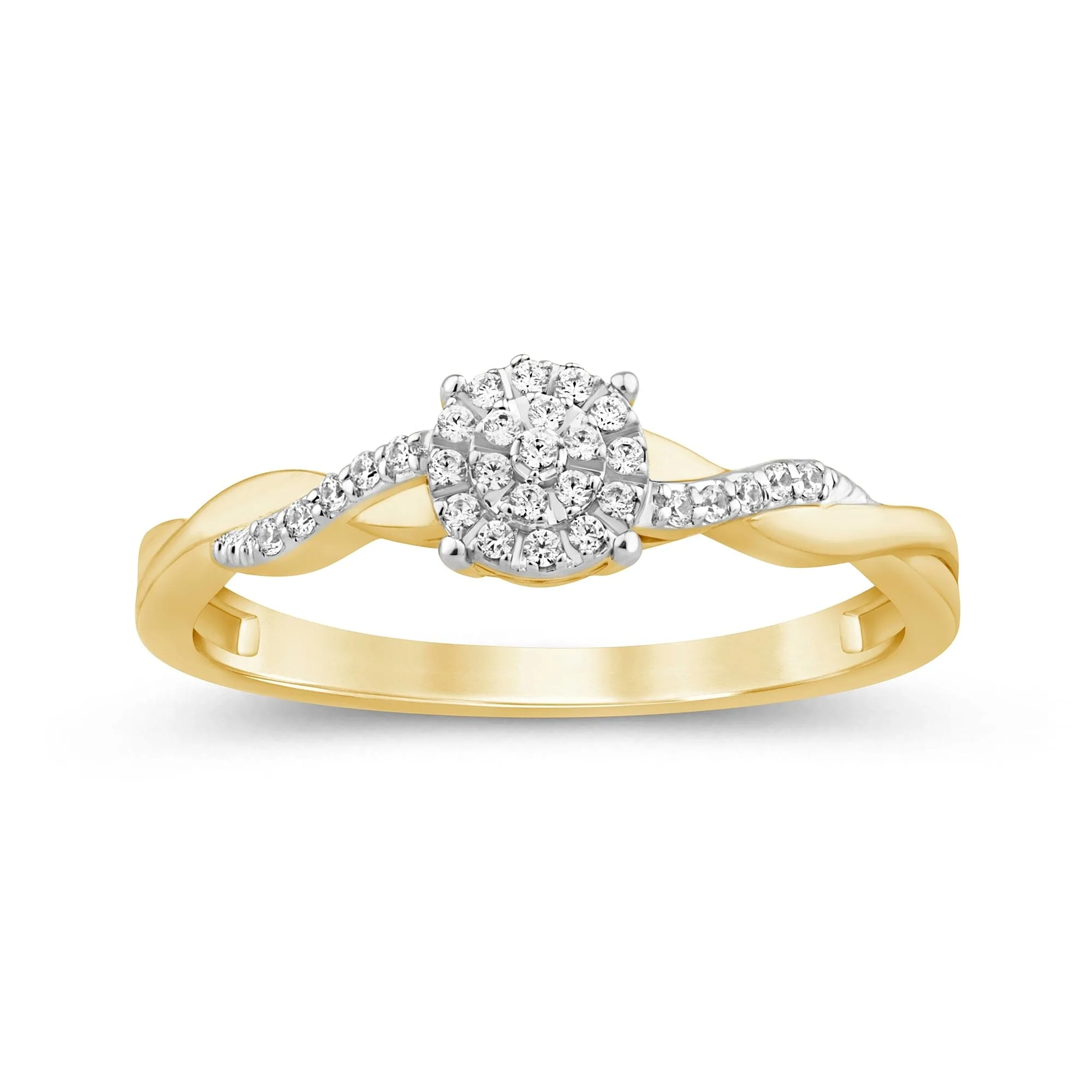 Solitaire Look Ring with 0.10ct of Diamonds in 9ct Yellow Gold