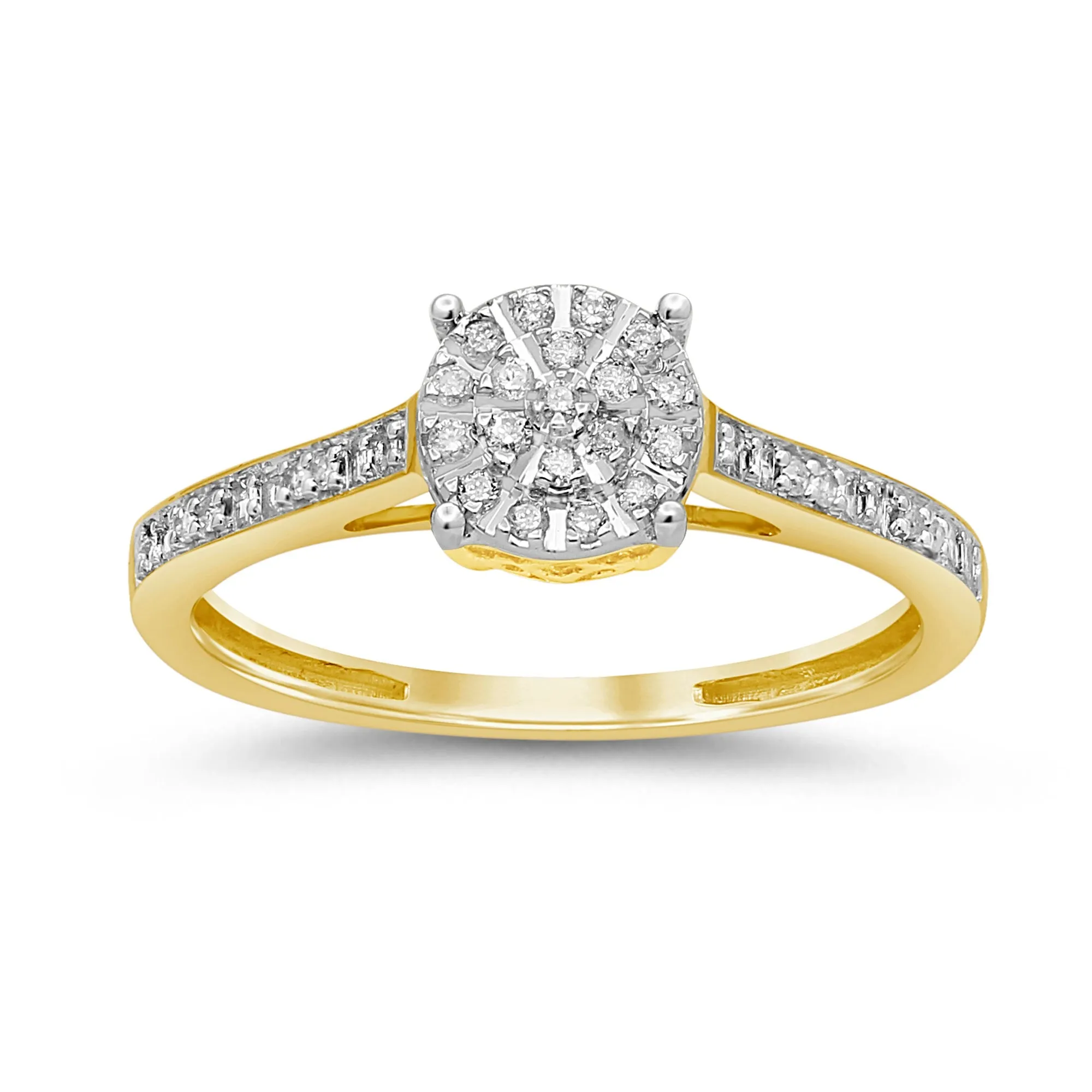 Solitaire Look Ring with 0.15ct of Diamonds in 9ct Yellow Gold