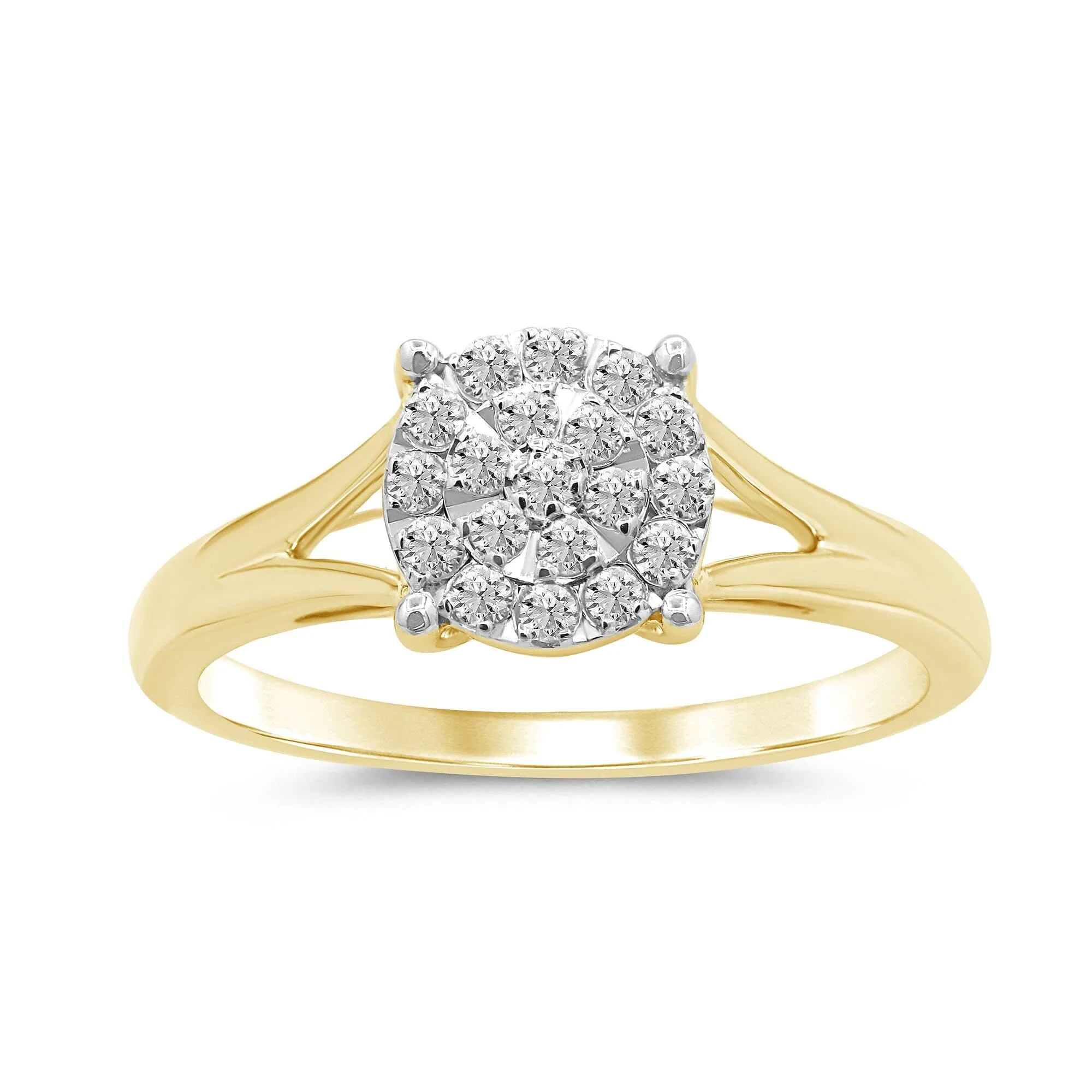 Solitaire Look Ring with 1/4ct of Diamonds in 9ct Yellow Gold