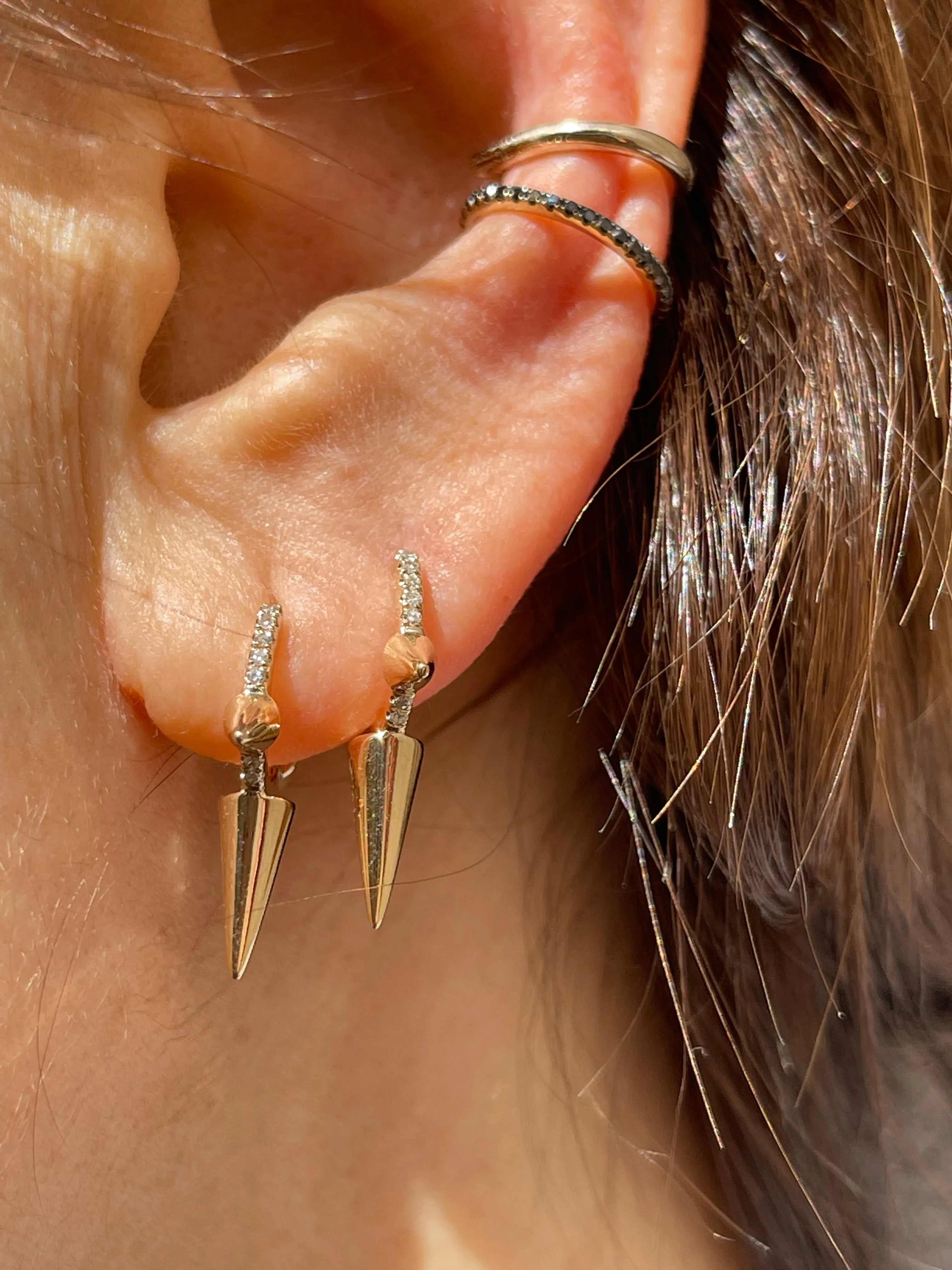 SPIKE HOOP DIAMOND EARRINGS