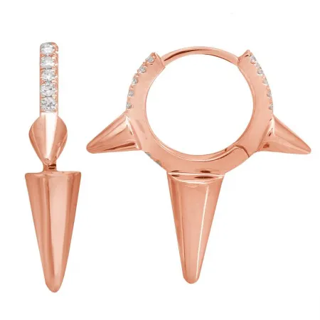 SPIKE HOOP DIAMOND EARRINGS