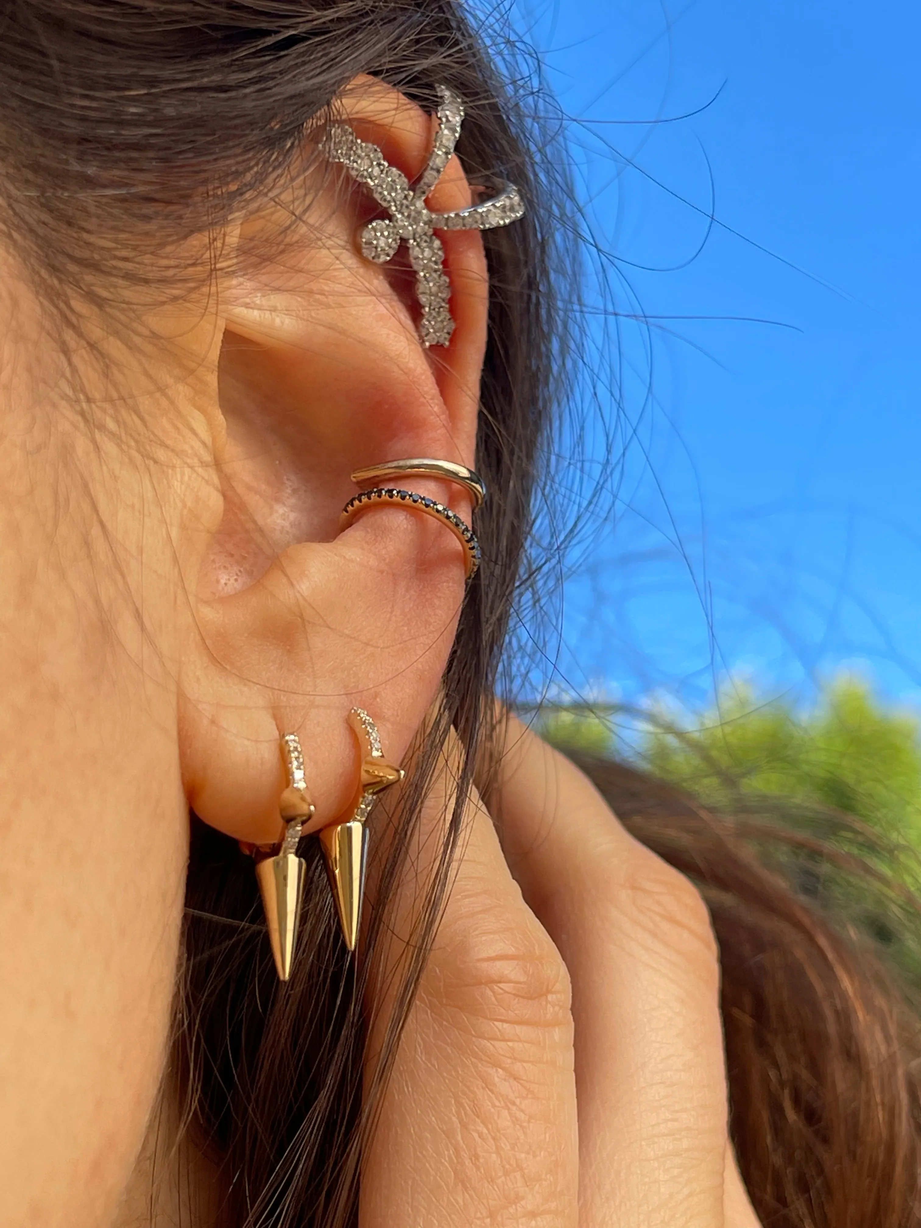 SPIKE HOOP DIAMOND EARRINGS