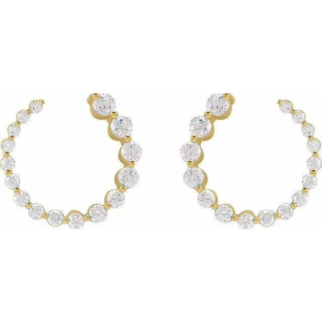 Spiral Diamond Hoop Earrings