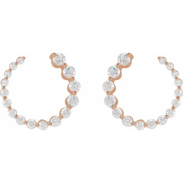 Spiral Diamond Hoop Earrings