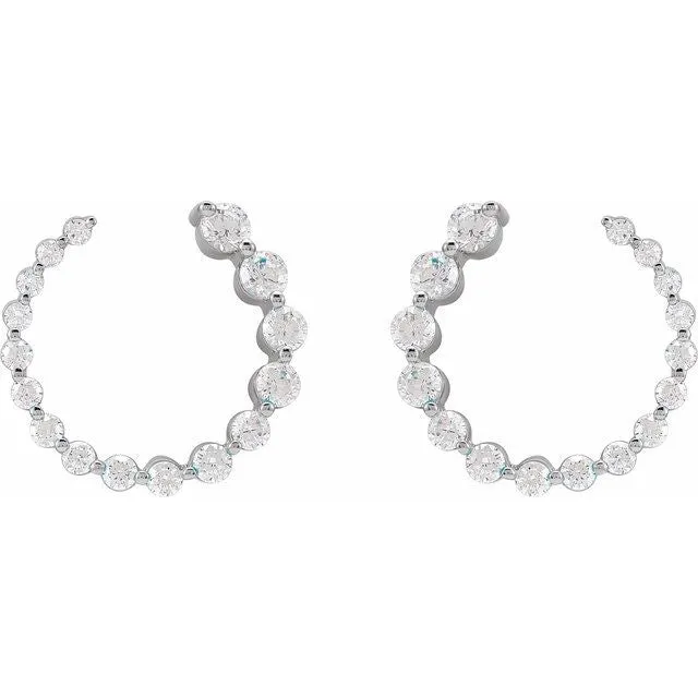 Spiral Diamond Hoop Earrings