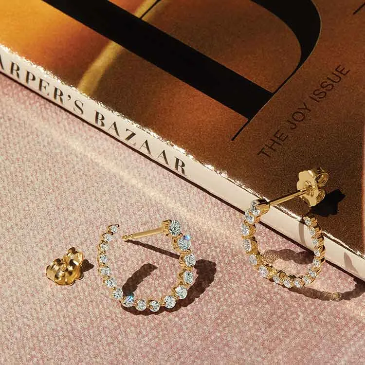 Spiral Diamond Hoop Earrings