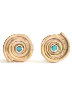 Spiraling Shell Turquoise Stud Earrings