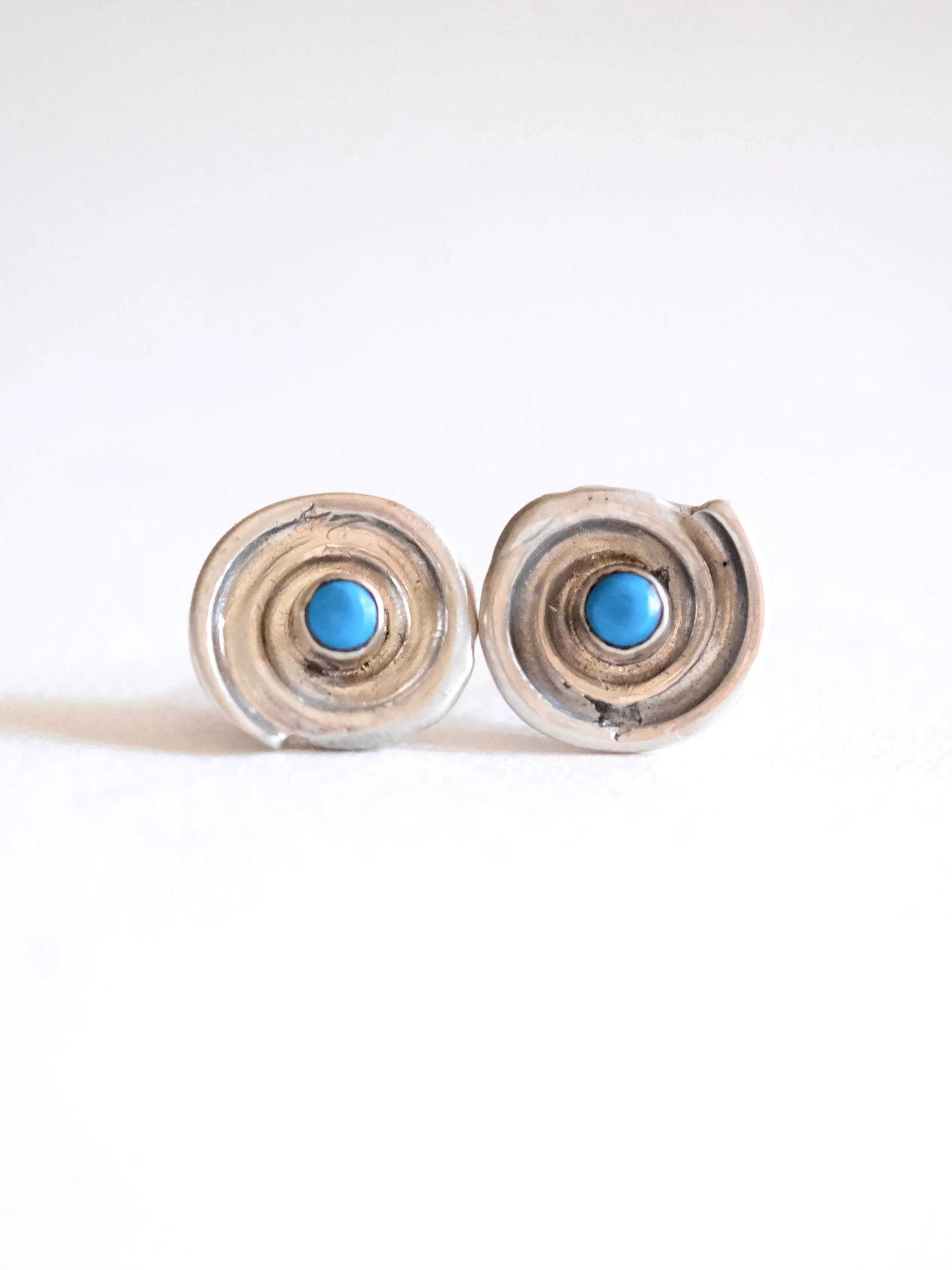 Spiraling Shell Turquoise Stud Earrings