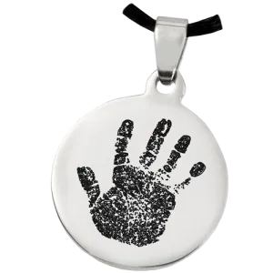 Stainless Steel Round Handprint Pendant