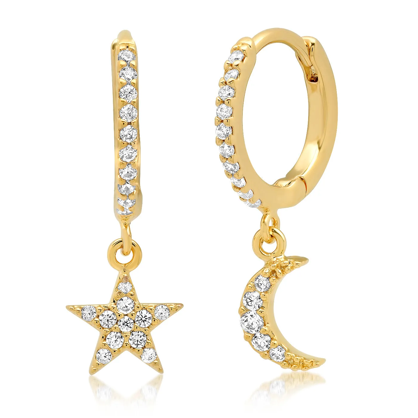 Star and Moon Pave Huggie