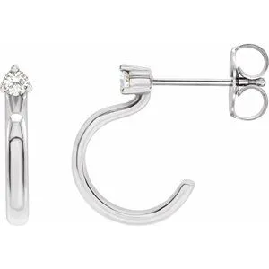 Sterling Silver .06 CTW Natural Diamond Hoop Earring