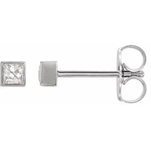 Sterling Silver 1/2 CTW Natural Diamond Bezel-Set Earrings