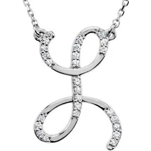 Sterling Silver 1/8 CTW Diamond Initial L 16" Necklace