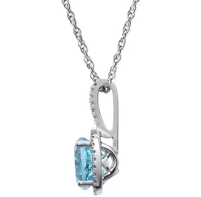 Sterling Silver December Birthstone Halo Necklace