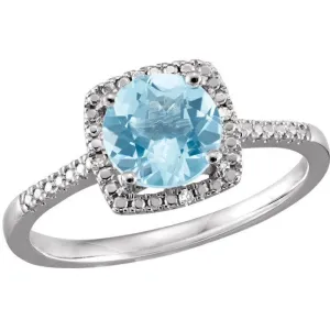 Sterling Silver December Birthstone Halo Ring