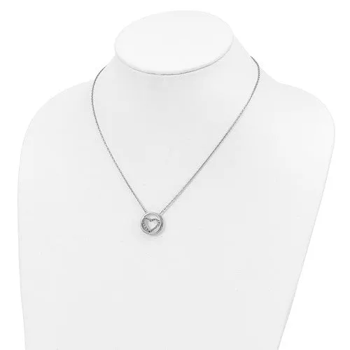 Sterling Silver Diamond Mystique Circle Heart Pendant Necklace