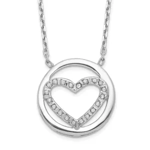 Sterling Silver Diamond Mystique Circle Heart Pendant Necklace