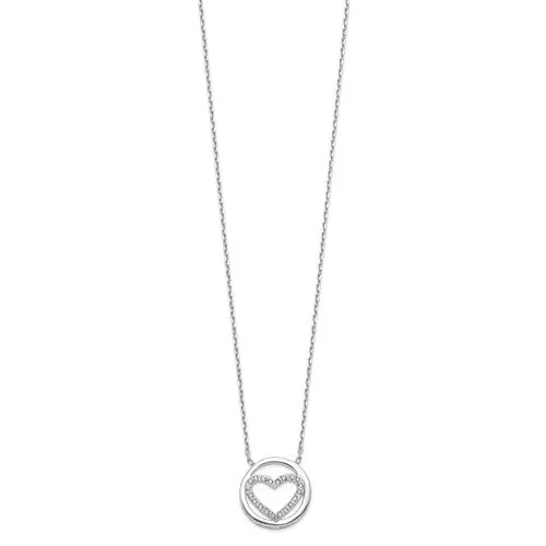 Sterling Silver Diamond Mystique Circle Heart Pendant Necklace