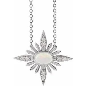 Sterling Silver Ethiopian Opal & .08 CTW Diamond Celestial 16-18" Necklace