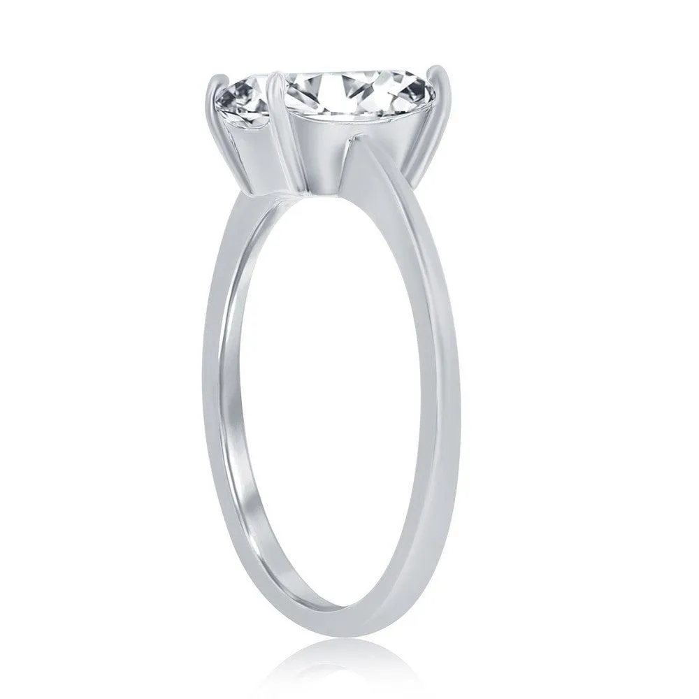Sterling Silver Four-Prong 8mm CZ Emerald-Cut Engagement Ring. Size 6,7,8,9