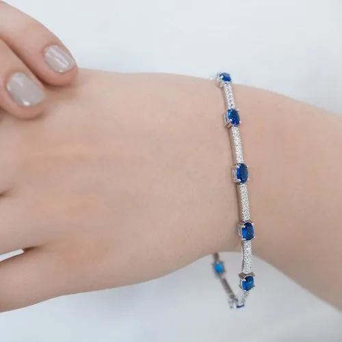 Sterling Silver Rhodium Plated CZ Tennis Bracelet