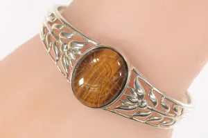 Sterling Silver Tiger Eye Beetle Cuff Bracelet 23.4