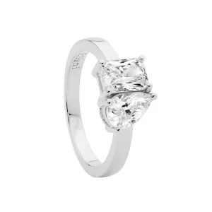 Sterling Silver Toi Et Moi Ring with Cubiz Zirconia R517S