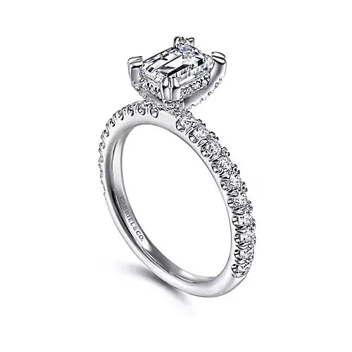 Straight Style Emerald Cut Diamond Engagement Ring Mounting