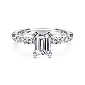 Straight Style Emerald Cut Diamond Engagement Ring Mounting