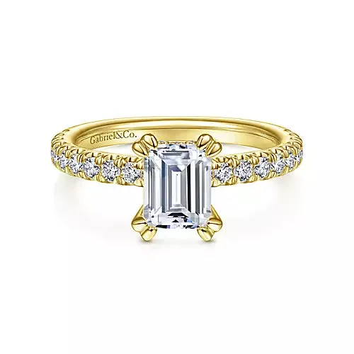 Straight Style Emerald Cut Diamond Engagement Ring Mounting