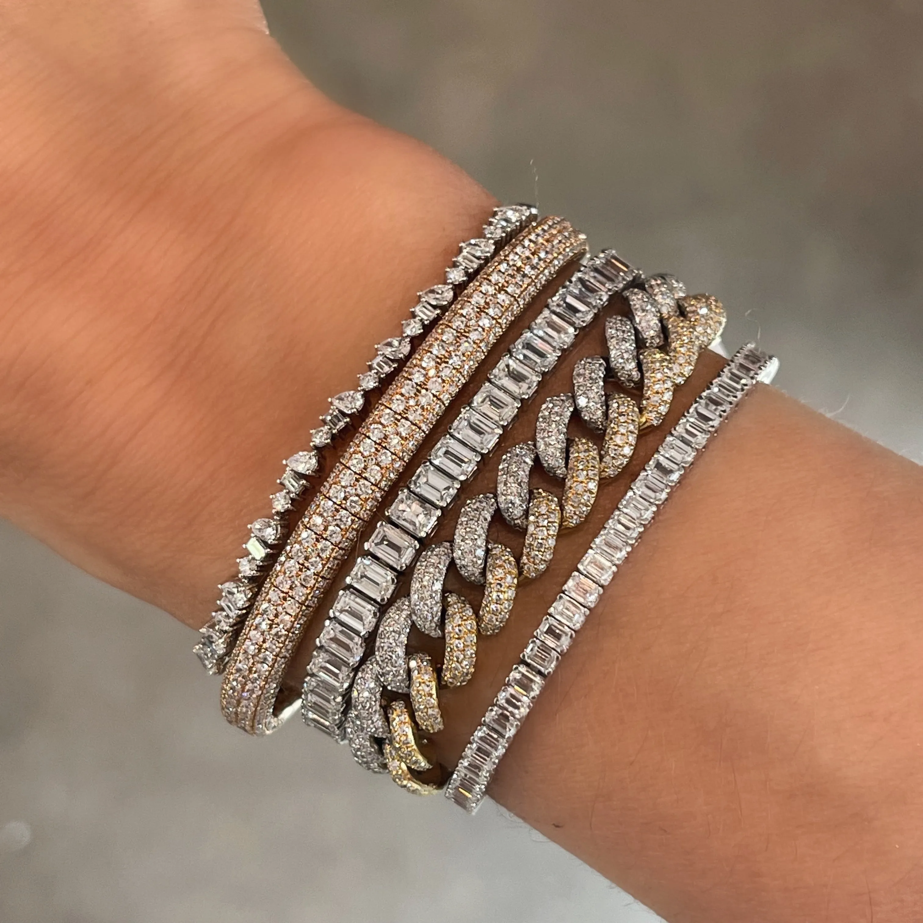 Sustainable Emerald Cut Diamond Tennis Bracelet