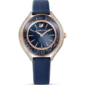 Swarovski Crystalline Aura Blue Leather Strap Blue Dial Quartz Watch for Ladies - 5519447