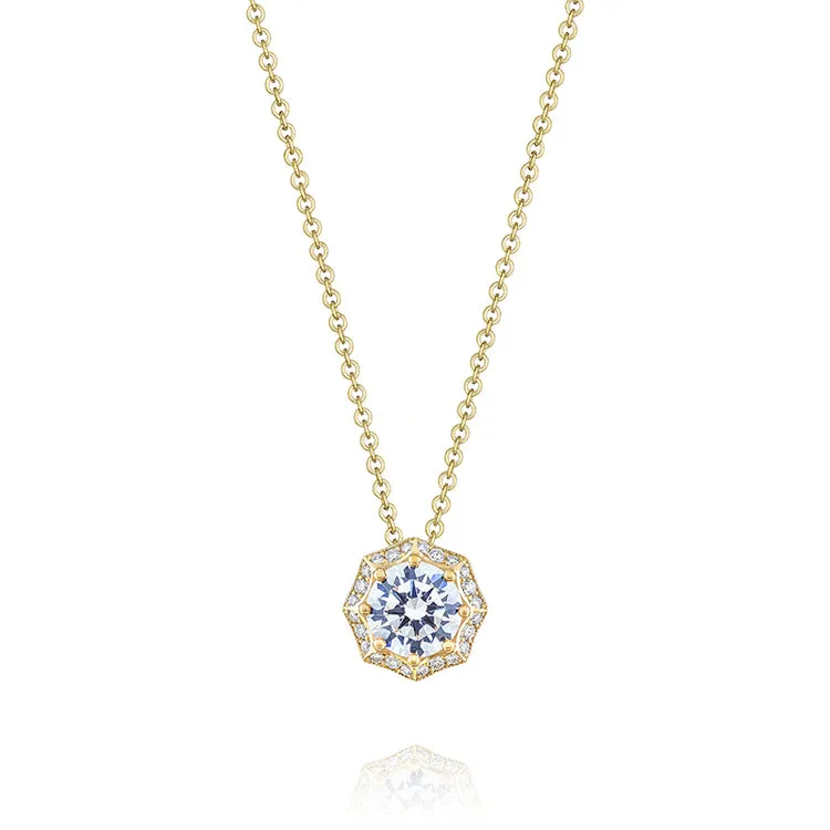 Tacori Petite Crescent 18K Yellow Gold 18" Diamond Pendant Necklace FP804RD75Y