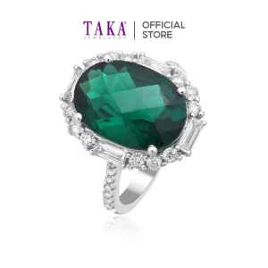 TAKA Jewellery Lab Grown Emerald and Diamond Ring 10K