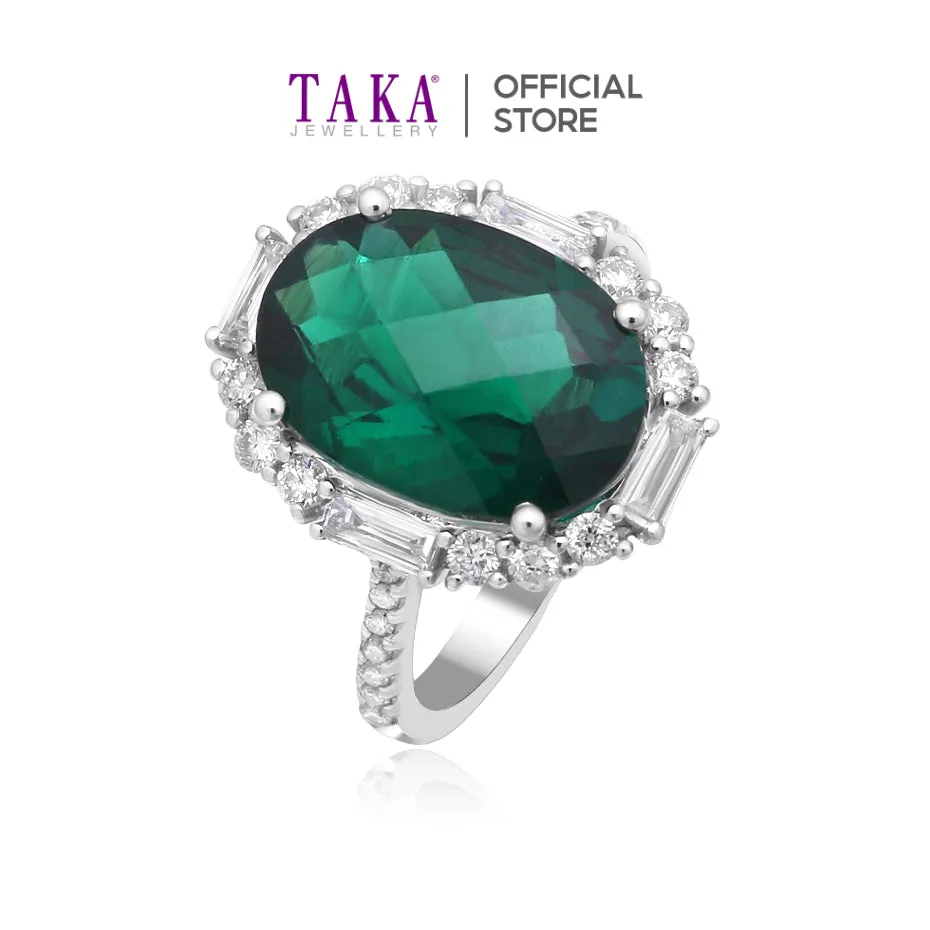 TAKA Jewellery Lab Grown Emerald and Diamond Ring 10K
