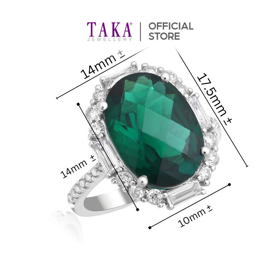 TAKA Jewellery Lab Grown Emerald and Diamond Ring 10K