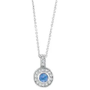 TANZANITE BEZEL DIAMOND PENDANT NECKLACE 14K GOLD (0.67 CTW)