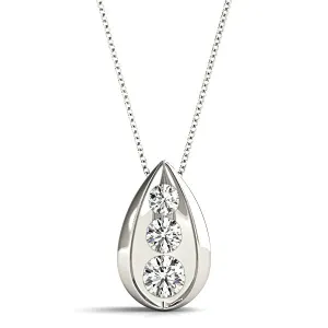 Tear Shape Graduated 0.50 ctw Diamond Three Stone Necklace Pendant