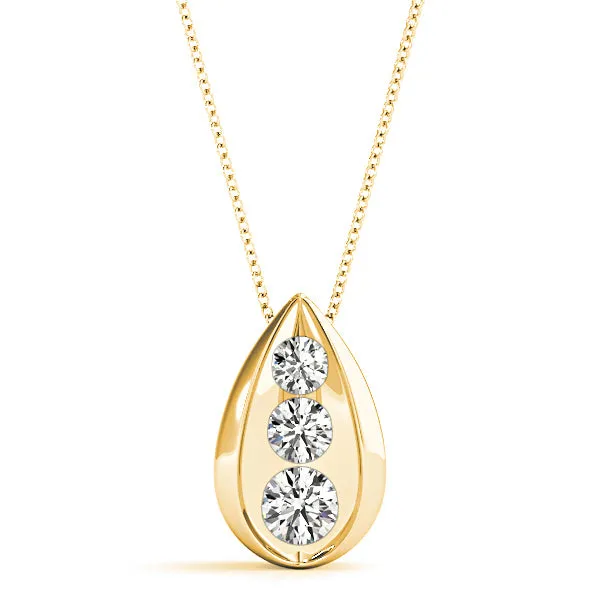 Tear Shape Graduated 0.50 ctw Diamond Three Stone Necklace Pendant