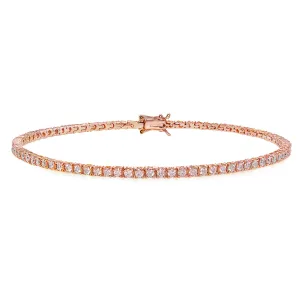 Tennis Bracelet with Round Brilliant Cut Diamond (1.20 cttw) in 18K Rose Gold