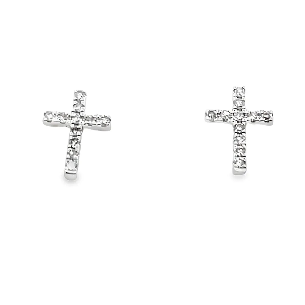 Tennis Cross Diamond Earrings .10cttw 10K Gold