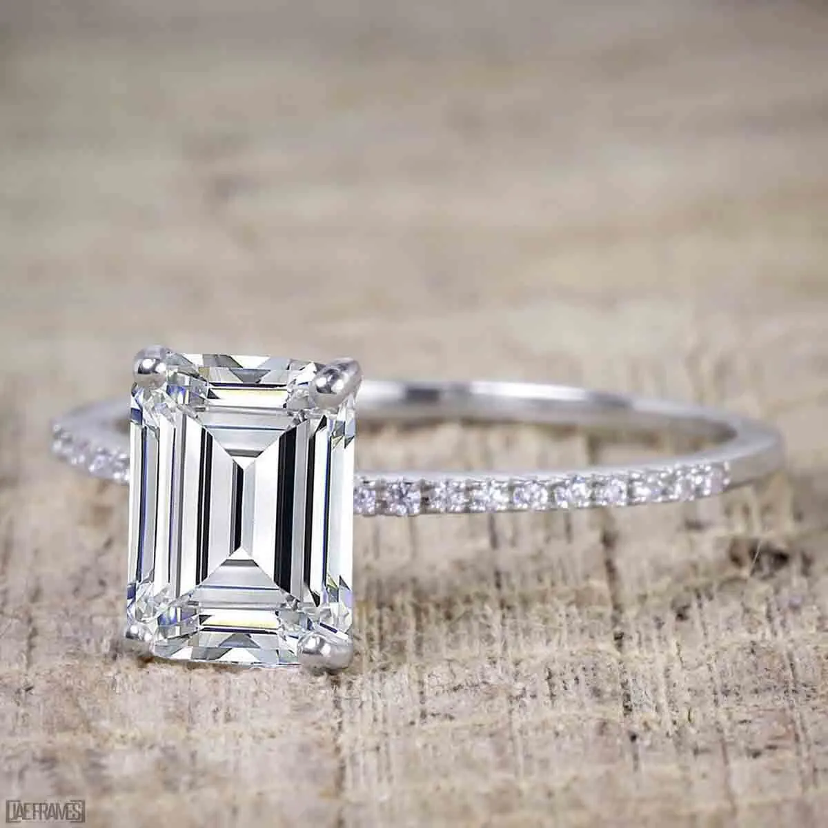 The Best 1.25 Carat  Emerald Cut Moissanite Diamond Engagement Ring in 10k White Gold